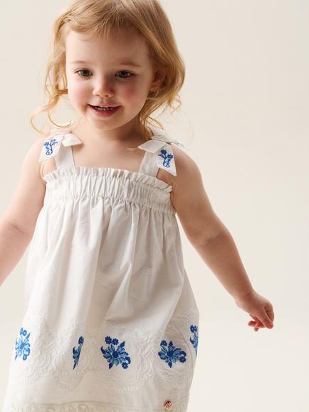Angel & Rocket Kids' Sleeveless Embroidered Scalloped Dress, White - view 2, White