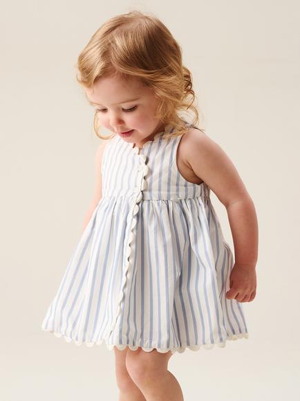 Angel & Rocket Baby Sleeveless Striped Dress, Blue - view 2, Blue