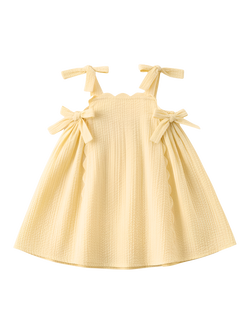 Angel & Rocket Baby Textured Sleeveless Bow Dress, Yellow, Yellow