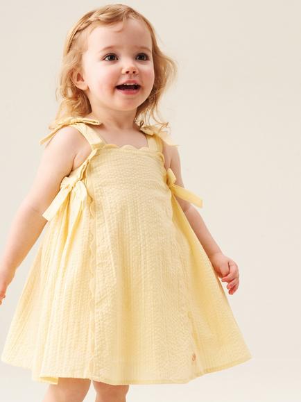 Angel & Rocket Baby Textured Sleeveless Bow Dress, Yellow, Yellow