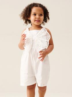 Angel & Rocket Baby Natalia Broderie Bow Playsuit, White, White