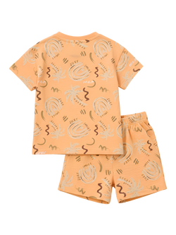 Angel & Rocket Baby Oversized Palm T-Shirt and Shorts Set, Orange - view 2, Orange