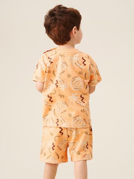 Angel & Rocket Baby Oversized Palm T-Shirt and Shorts Set, Orange - view 2, Orange