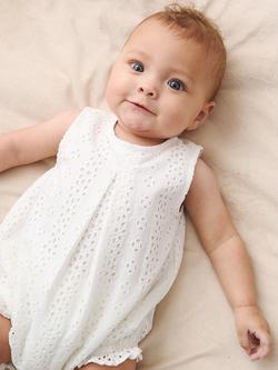 Angel & Rocket Baby Broderie Frill Romper, White, White