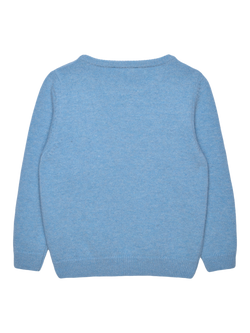 Trotters Kids' Wool Rich Vintage Plane Jumper, Mid Blue Marl - view 2, Mid Blue Marl