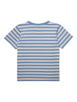 Trotters Kids' Short Sleeve Slogan T-Shirt, Paleblue Stripe - view 2, Paleblue Stripe
