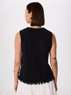 Whistles Boucle Frill Trim Sleeveless Knit Top, Black - view 2, Black