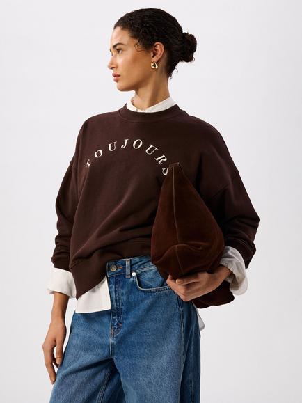 Whistles Toujours Relaxed Fit Sweatshirt, Chocolate, Chocolate