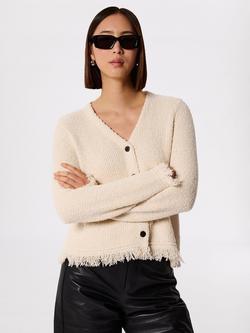 Whistles Boucle Tassel Trim Cardigan, Ivory, Ivory