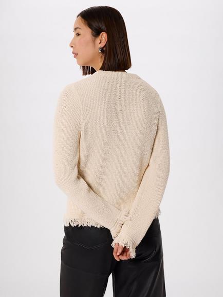Whistles Boucle Tassel Trim Cardigan, Ivory - view 2, Ivory