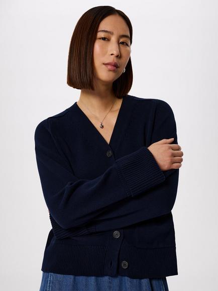 Whistles V-Neck Pocket Detail Cardigan, Navy, Navy