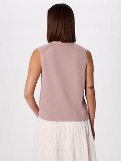 Whistles V-Neck Sleeveless Button Front Cardigan, Pink - view 2, Pink