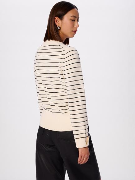 Whistles Crew Neck Classic Stripe Jumper, Ivory/Multi