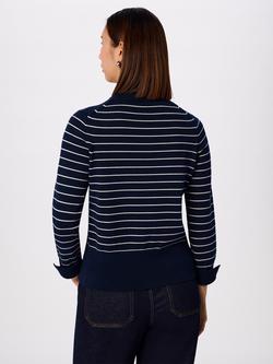 Whistles Crew Neck Classic Stripe Jumper - view 2, Navy/White