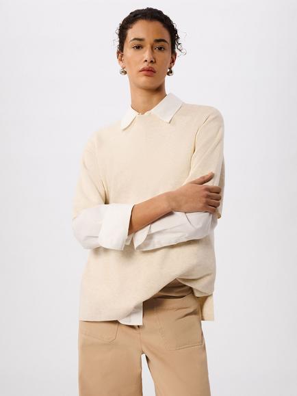 Whistles Fine Knit T-Shirt, Oatmeal, Oatmeal