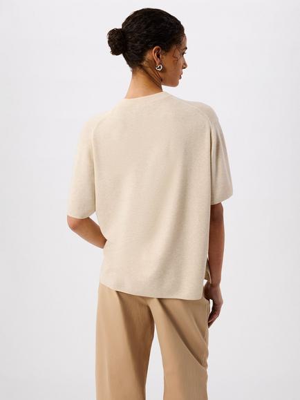 Whistles Fine Knit T-Shirt, Oatmeal - view 2, Oatmeal