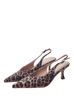 Moda in Pelle Gallia Pointed Toe Slingback Court Shoes, Brown Multi - view 2, Brown Multi