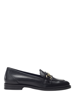 Moda in Pelle Elarra Snaffle Trim Leather Loafers, Black, Black