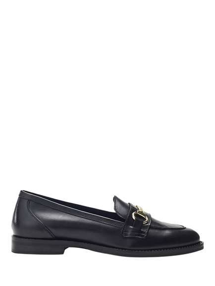 Moda in Pelle Elarra Snaffle Trim Leather Loafers, Black, Black
