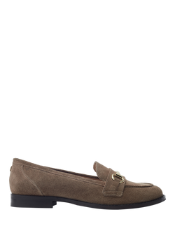 Moda in Pelle Elarra Snaffle Trim Suede Loafers, Taupe, Taupe