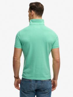 Superdry Vintage Destroy Cotton Regular Fit Short Sleeve Polo Shirt - view 2, Spring Bud Green