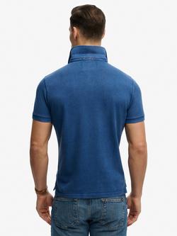 Superdry Vintage Destroy Cotton Regular Fit Short Sleeve Polo Shirt - view 2, Bay Blue