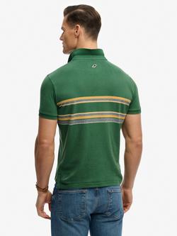 Superdry Cotton Regular Fit Short Sleeve Vintage Stripe Polo Shirt, Green Chest Stripe - view 2, Green Chest Stripe