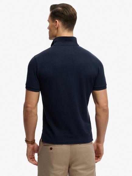 Superdry Cotton Regular Fit Short Sleeve Crested Polo Shirt, Darkest Navy - view 2, Darkest Navy