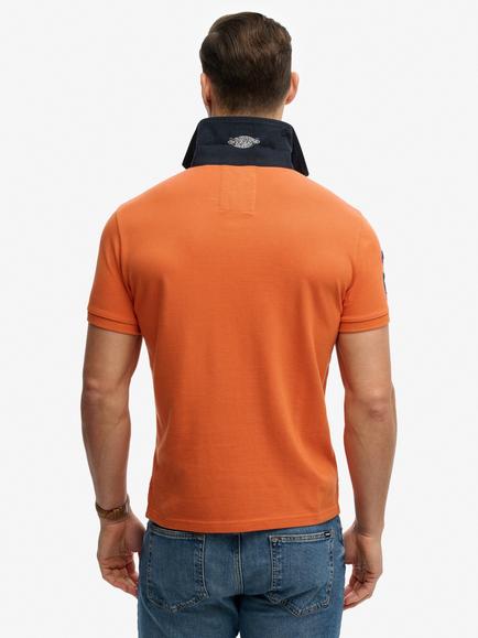 Superdry Cotton Regular Fit Short Sleeve Vintage Rugby Polo Shirt, Prep Orange - view 2, Prep Orange