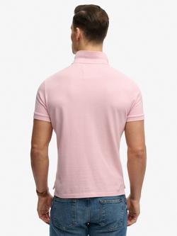 Superdry Cotton Regular Fit Short Sleeve Vintage Athletic Polo Shirt, Montauk Pink - view 2, Montauk Pink