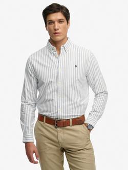 Superdry Cotton Regular Fit Stripe Oxford Shirt, Blue/Optic, Blue/Optic