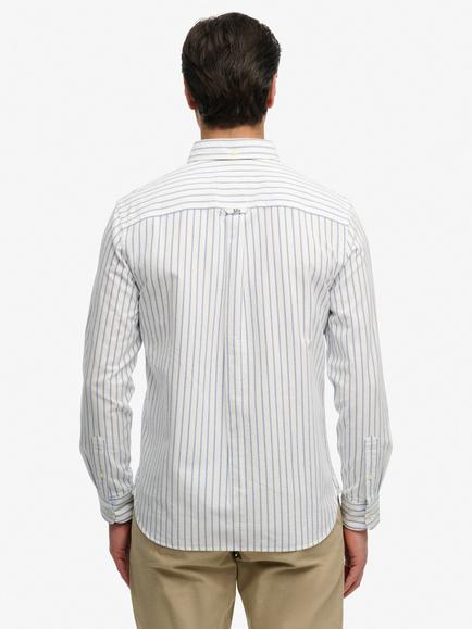 Superdry Cotton Regular Fit Stripe Oxford Shirt, Blue/Optic - view 2, Blue/Optic