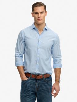 Superdry Cotton Regular Fit Stripe Cutaway Collar Shirt, Chalk Blue, Chalk Blue