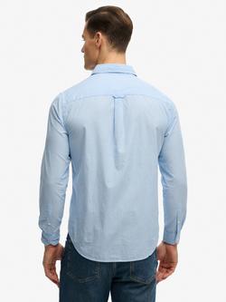 Superdry Cotton Regular Fit Stripe Cutaway Collar Shirt, Chalk Blue - view 2, Chalk Blue