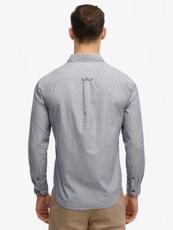 Superdry Cotton Regular Fit Stripe Cutaway Collar Shirt, End On End Grey/Blue - view 2, End On End Grey/Blue