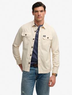 Superdry Cotton Regular Fit Two Pocket Overshirt, Oatmeal Beige, Oatmeal Beige