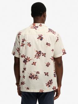 Superdry Cotton Regular Fit Floral Revere Collar Shirt, Off white/Multi - view 2, Off White/Multi