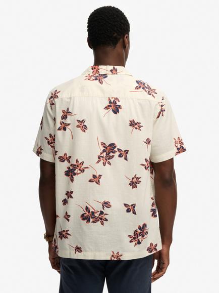 Superdry Cotton Regular Fit Floral Revere Collar Shirt, Off white/Multi - view 2, Off White/Multi