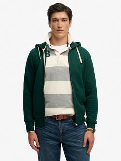 Superdry Monogram Embroidered Zip-Through Hoodie, Varsity Green