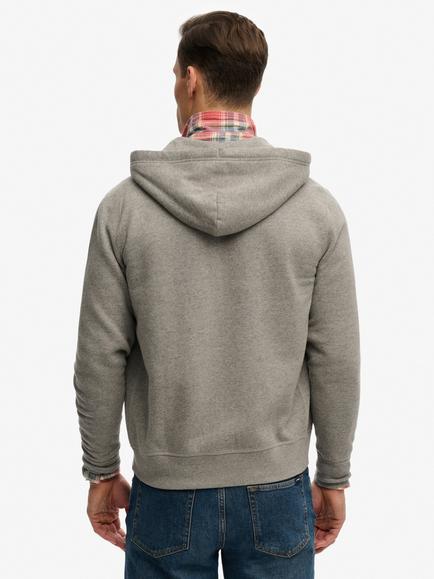 Superdry Monogram Embroidered Zip-Through Hoodie - view 2, Dark Vintage Grey