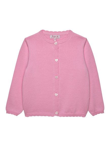 Trotters Kids' Button Heart Cardigan, Pink, Pink