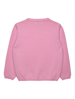 Trotters Kids' Button Heart Cardigan, Pink - view 2, Pink