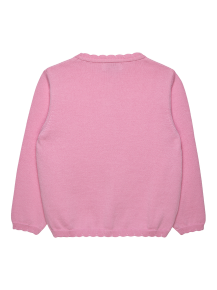 Trotters Kids' Button Heart Cardigan, Pink - view 2, Pink
