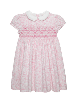 Trotters Kids' Catherine Smocked Dress, Pink Floral, Pink Floral