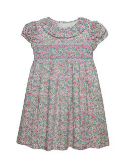Trotters Kids' Dahlia Smocked Dress, Pink, Pink Dahlia