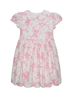 Trotters Kids' Kate Linen Blend Dress, Pink Floral, Pink Floral