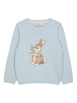 Trotters Kids' Wool Blend Bethany Bunny Jumper, Blue, Blue