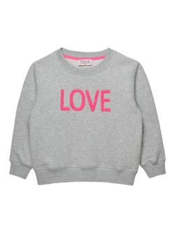 Trotters Kids' Love Sweatshirt, Grey/Pink, Grey/Pink