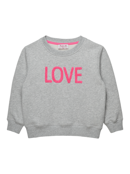 Trotters Kids' Love Sweatshirt, Grey/Pink, Grey/Pink