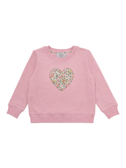 Trotters Kids' Liberty Nazanin Print Heart Sweatshirt, Pale Pink/Multi, Pale Pink/Multi